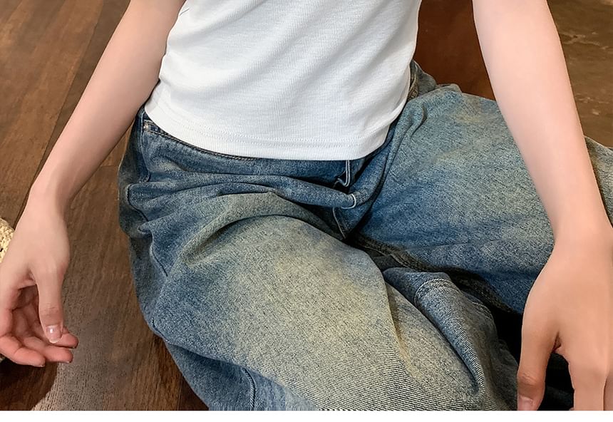 Trim Top Tank Frill Crewneck Plain