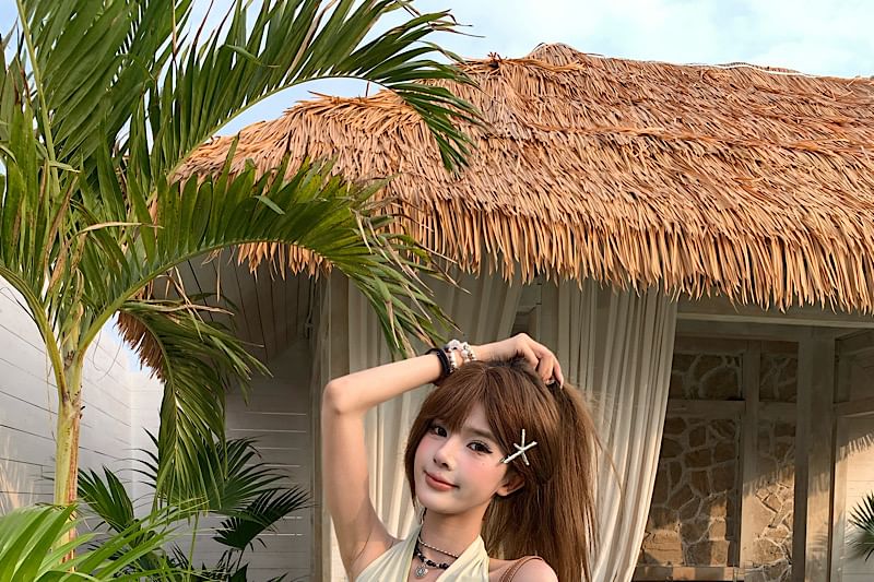 V-Neck Rhinestone Crop Sleeveless Top