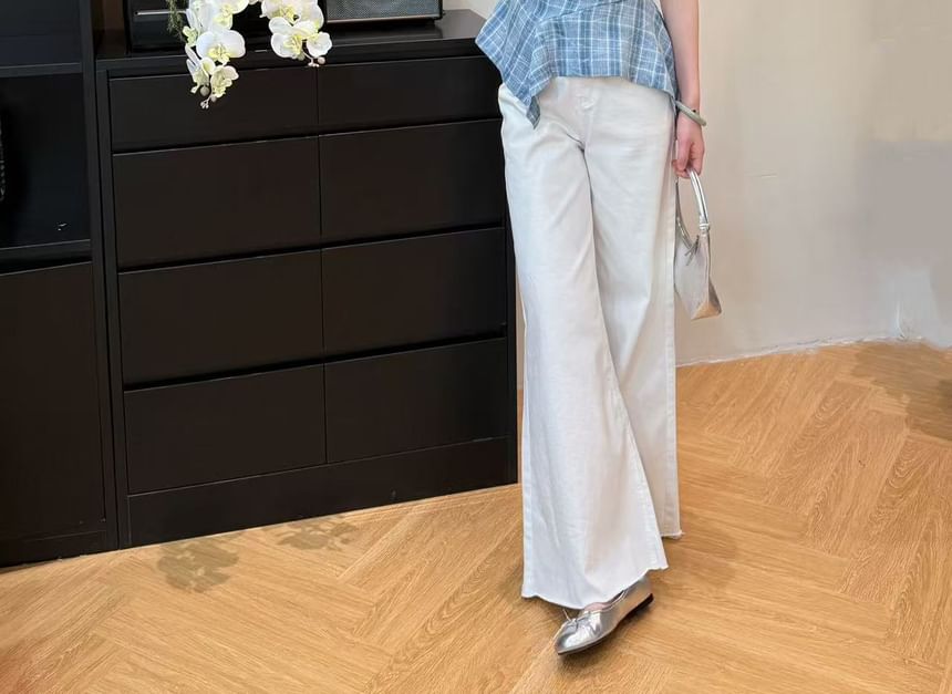 Asymmetrical Top Sleeveless Plaid