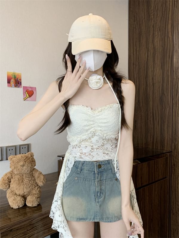 Strapless Top Asymmetrical Lace