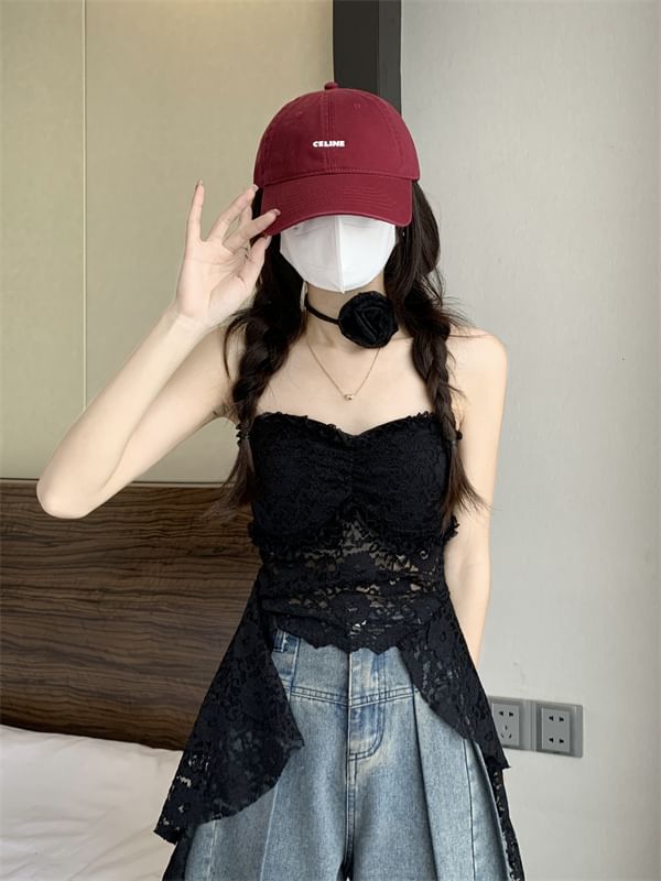 Strapless Top Asymmetrical Lace
