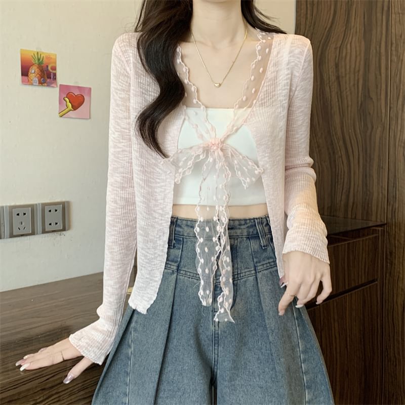 Light Plain Cardigan Front Open