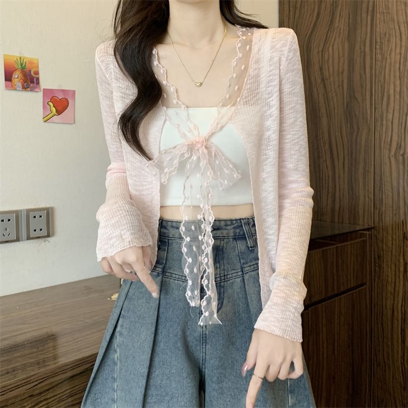 Light Plain Cardigan Front Open