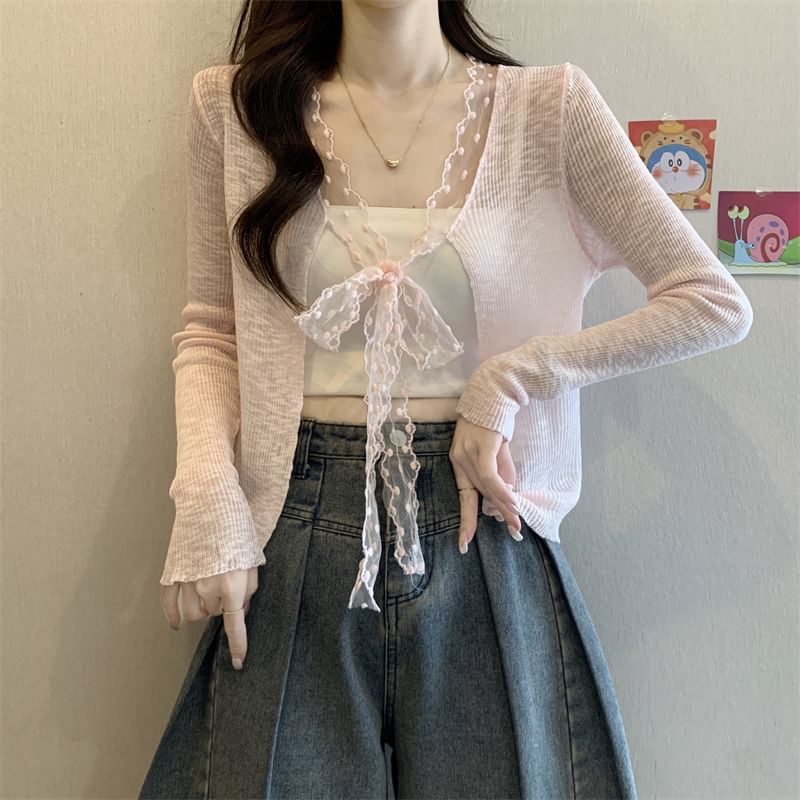 Light Plain Cardigan Front Open