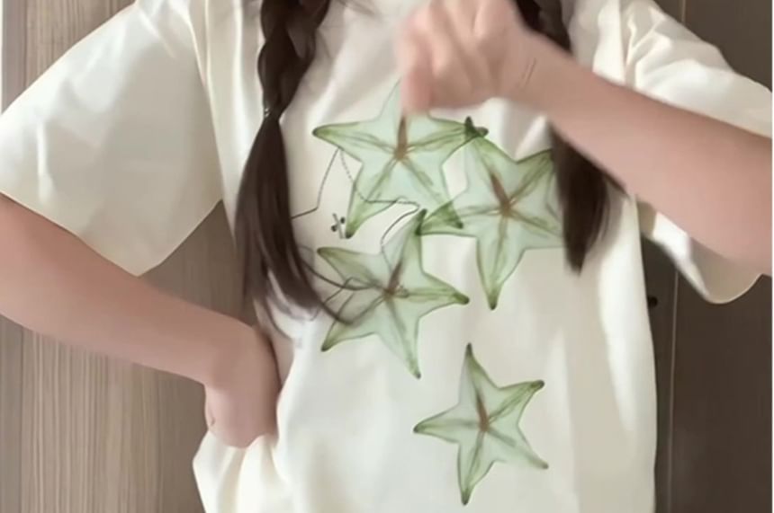 Star Crewneck Short-Sleeve T-Shirt Print