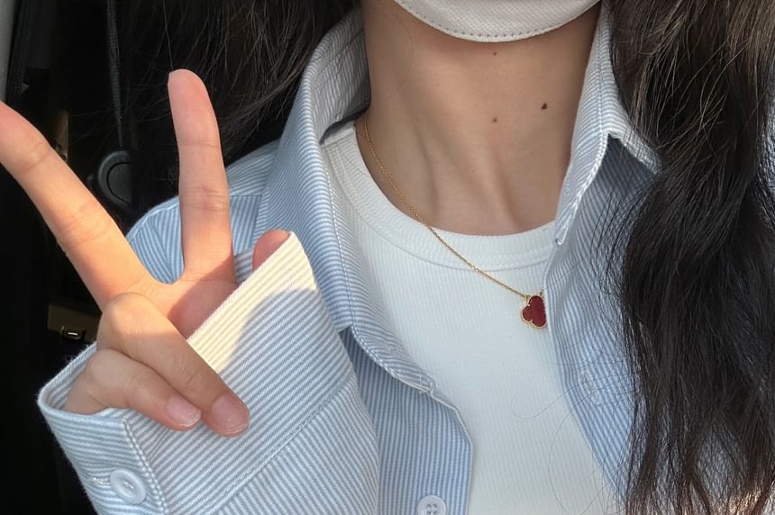 Button-Up Long-Sleeve Shirt Striped