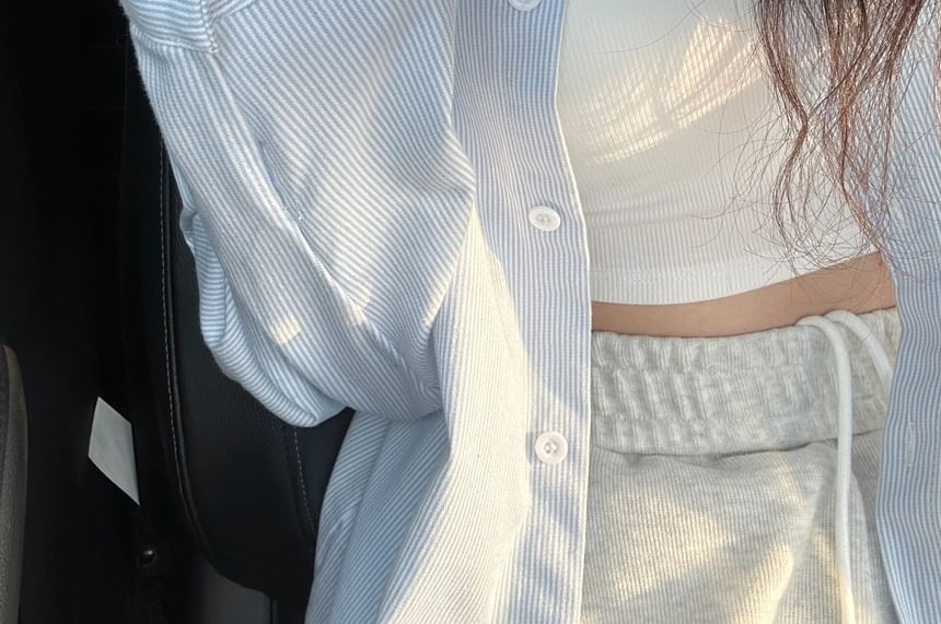 Button-Up Long-Sleeve Shirt Striped