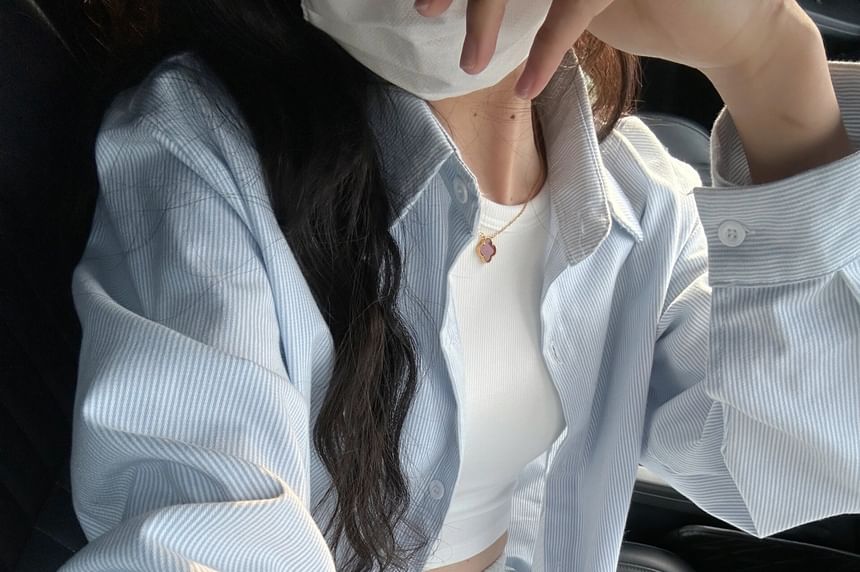 Button-Up Long-Sleeve Shirt Striped