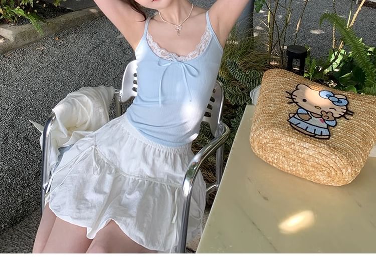 Top Plain Crop Lace Camisole Trim