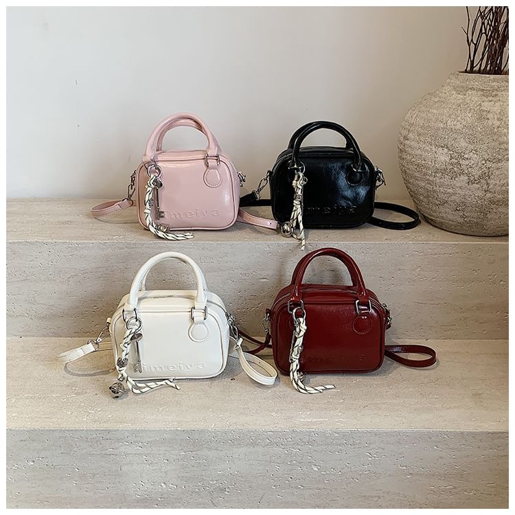 Bag Faux Leather Handle Lettering Crossbody Top