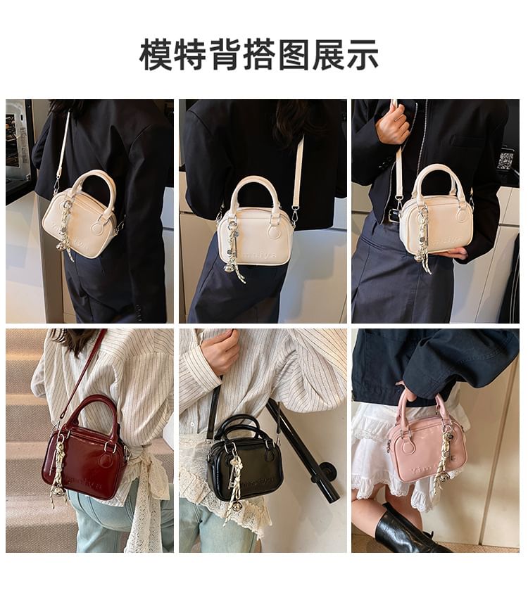 Bag Faux Leather Handle Lettering Crossbody Top