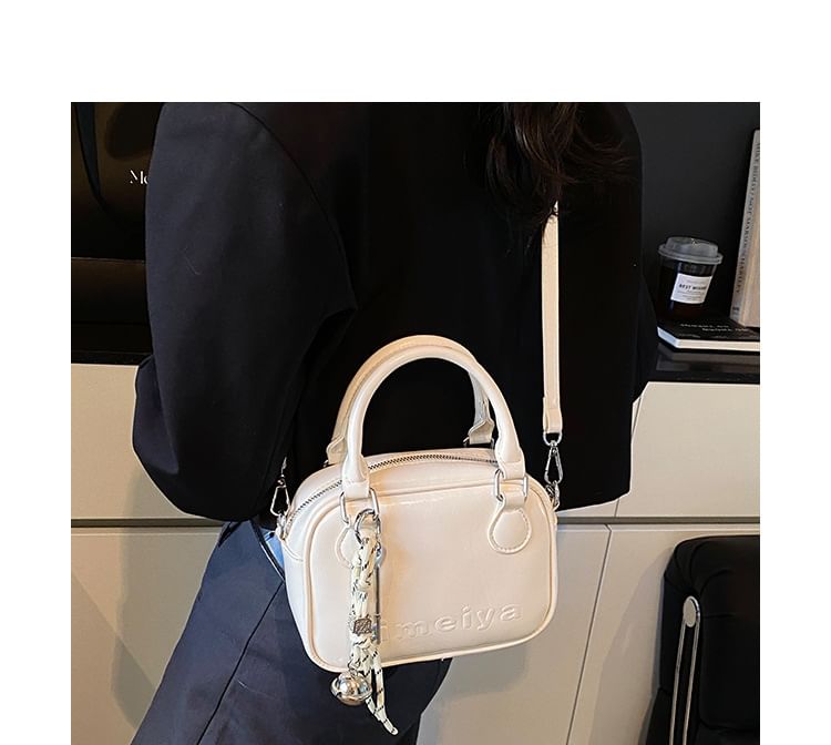 Bag Faux Leather Handle Lettering Crossbody Top