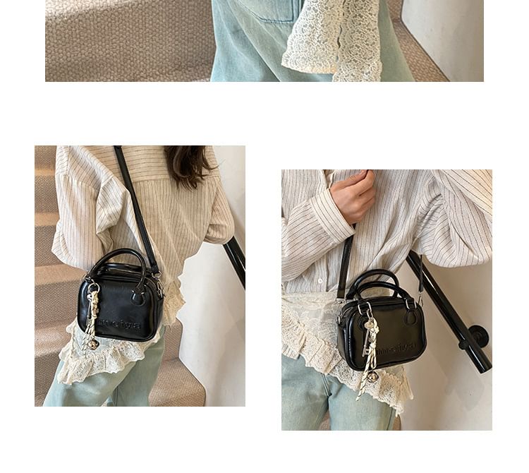 Bag Faux Leather Handle Lettering Crossbody Top