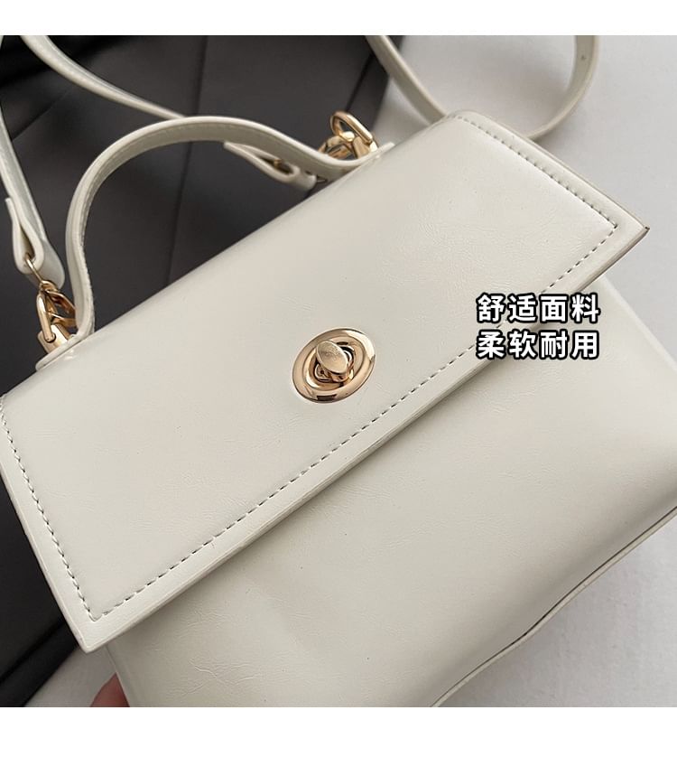 / Twist Crossbody Set Lock Flap Charm Leather Faux Top Bag Handle
