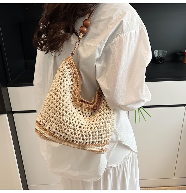 Tote Woven Strap Bag Beaded