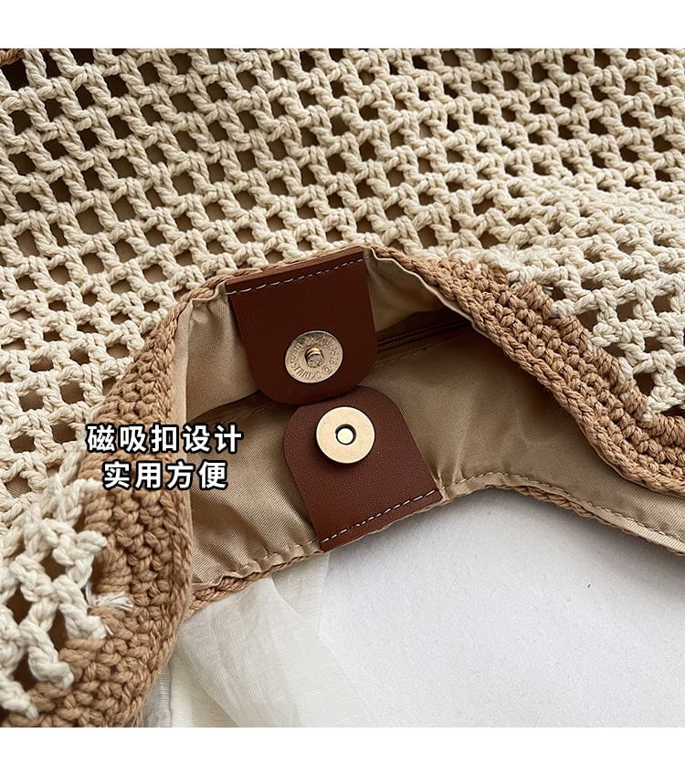 Tote Woven Strap Bag Beaded