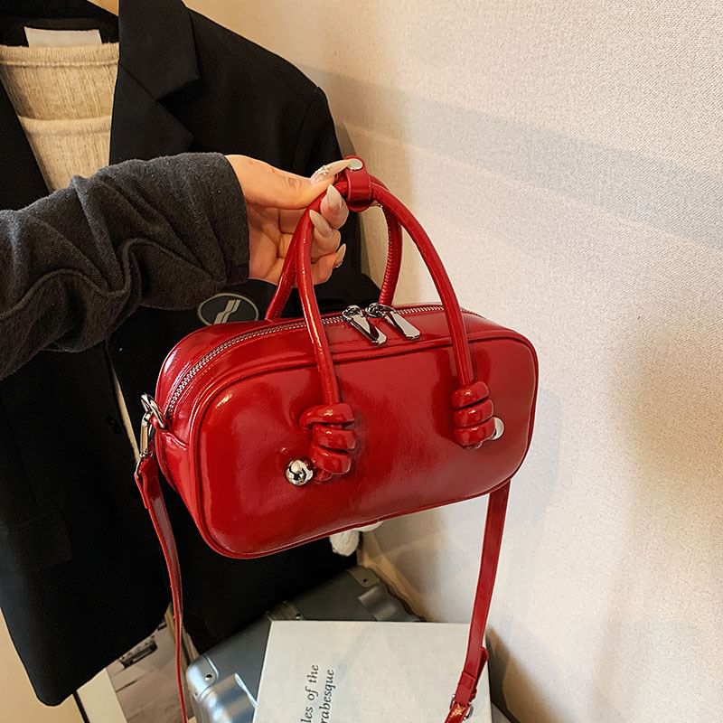 Crossbody Top Leather Bag Faux Handle Plain