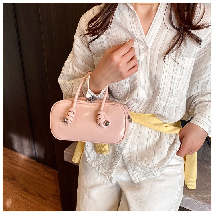 Crossbody Top Leather Bag Faux Handle Plain