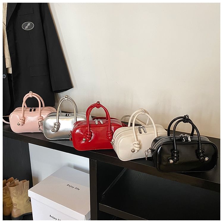 Crossbody Top Leather Bag Faux Handle Plain