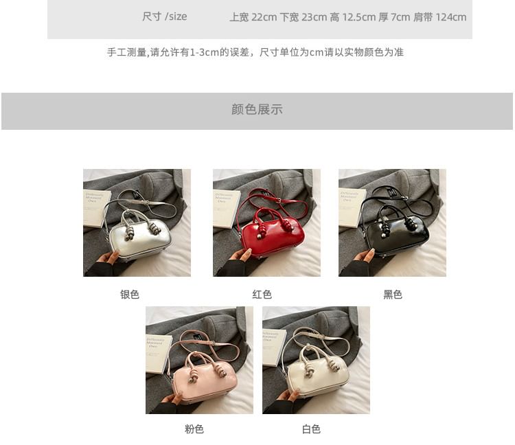 Crossbody Top Leather Bag Faux Handle Plain