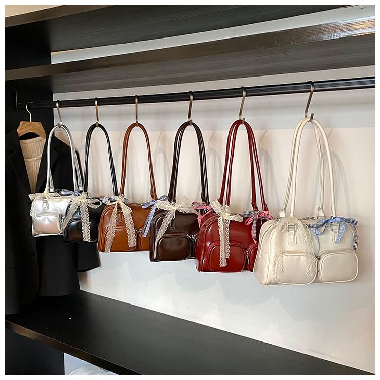 Leather Bag Bowler Plain Faux