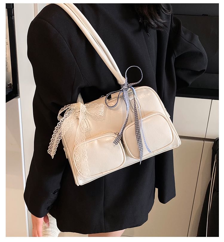 Leather Bag Bowler Plain Faux