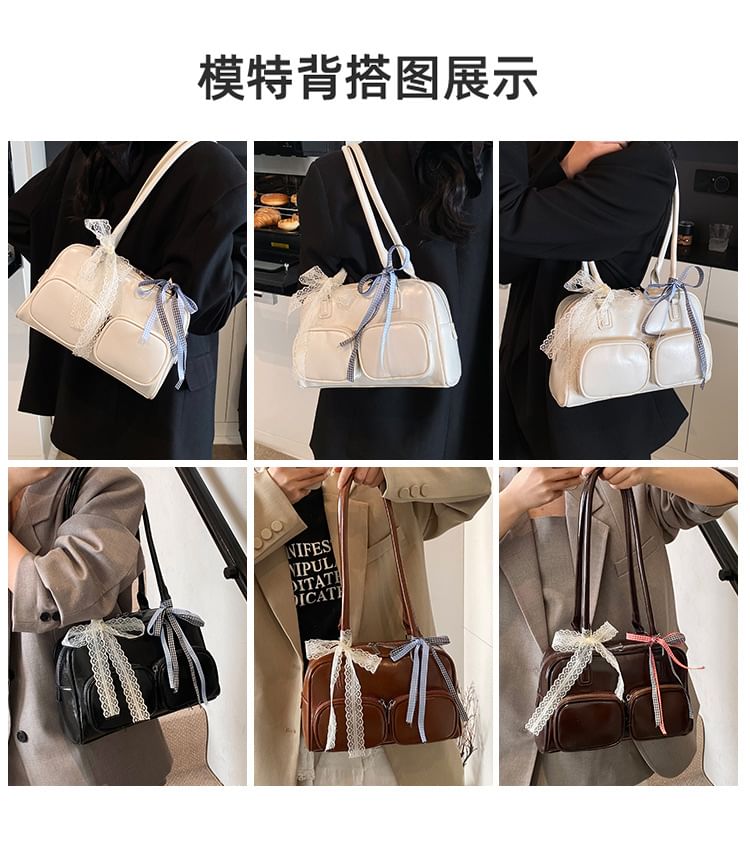 Leather Bag Bowler Plain Faux