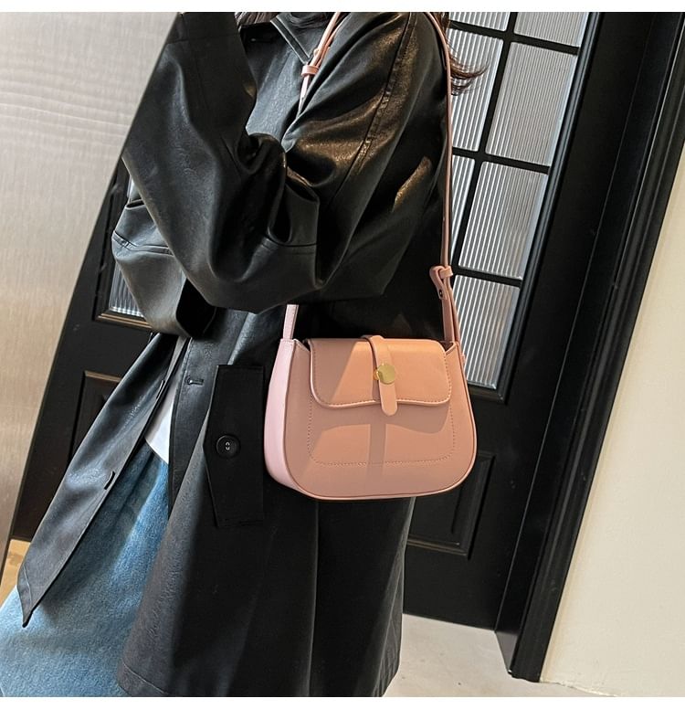Bag Plain Faux Flap Leather Crossbody
