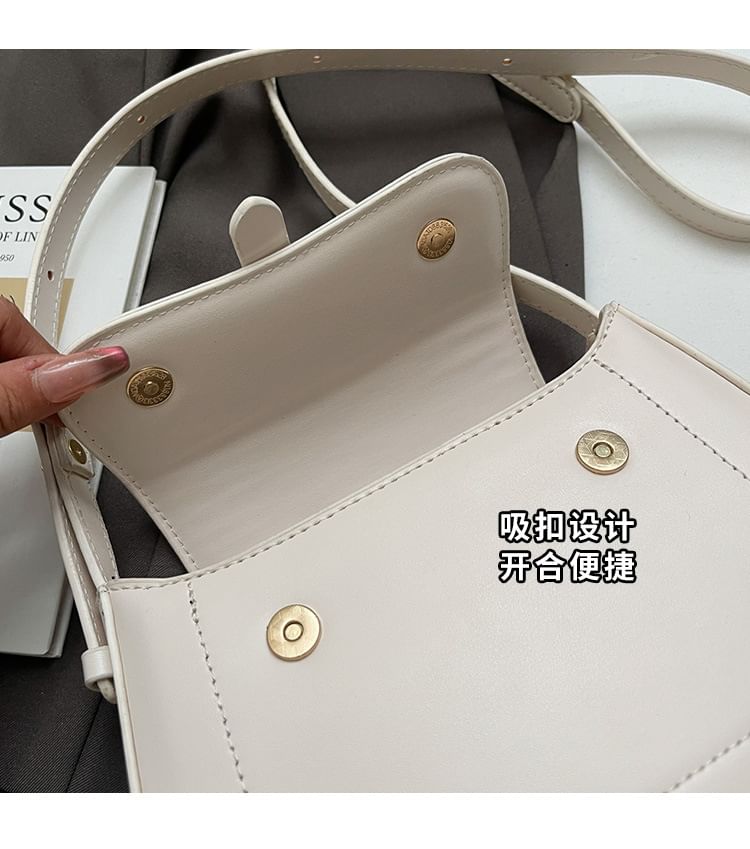 Bag Plain Faux Flap Leather Crossbody
