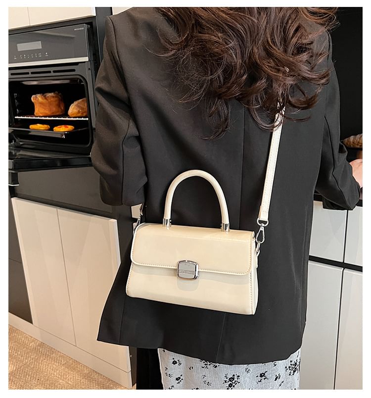 Bag Top Plain Leather Handle Flap Crossbody Faux