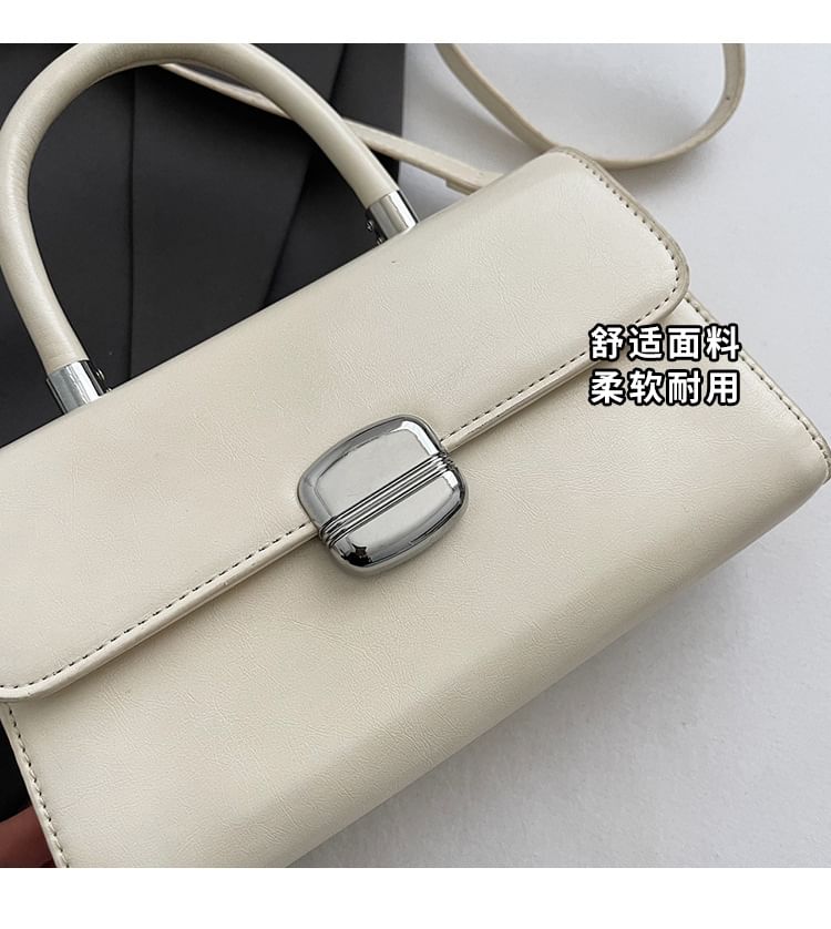 Bag Top Plain Leather Handle Flap Crossbody Faux