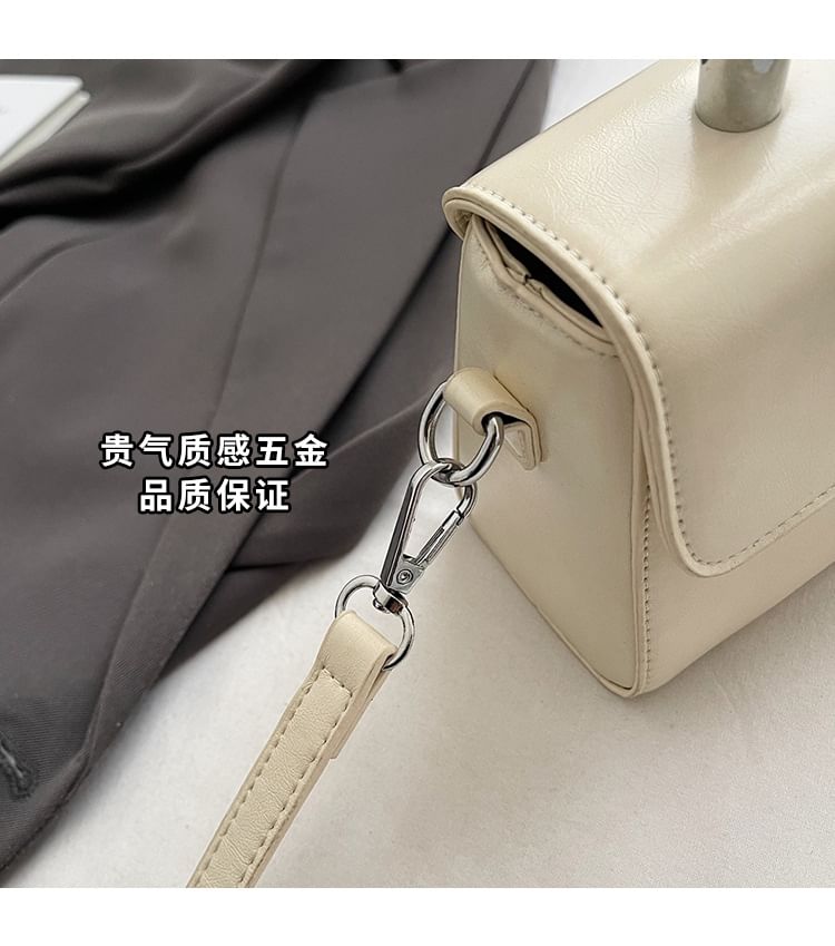 Bag Top Plain Leather Handle Flap Crossbody Faux