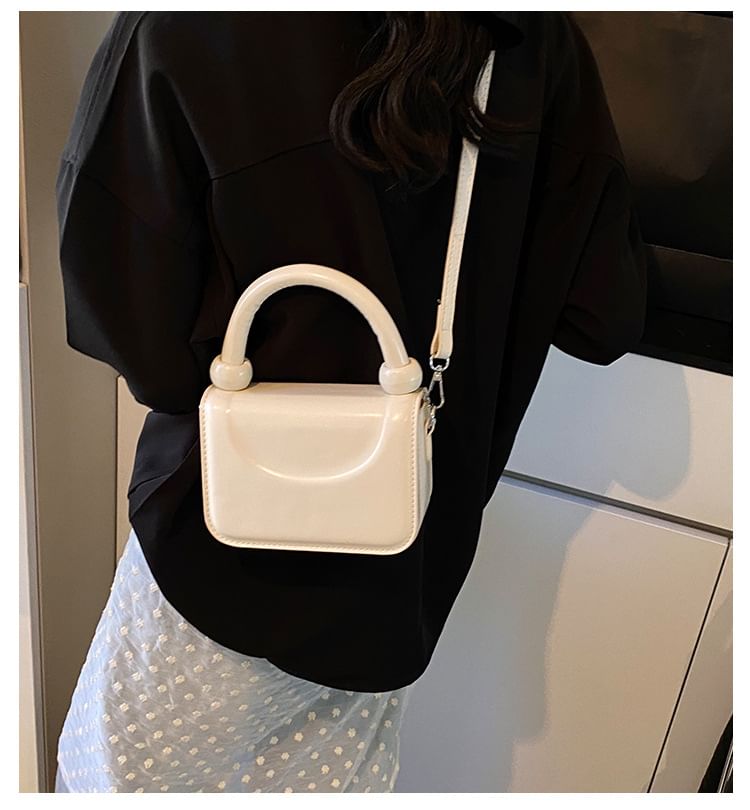 Bag Leather Plain Faux Crossbody Top Handle