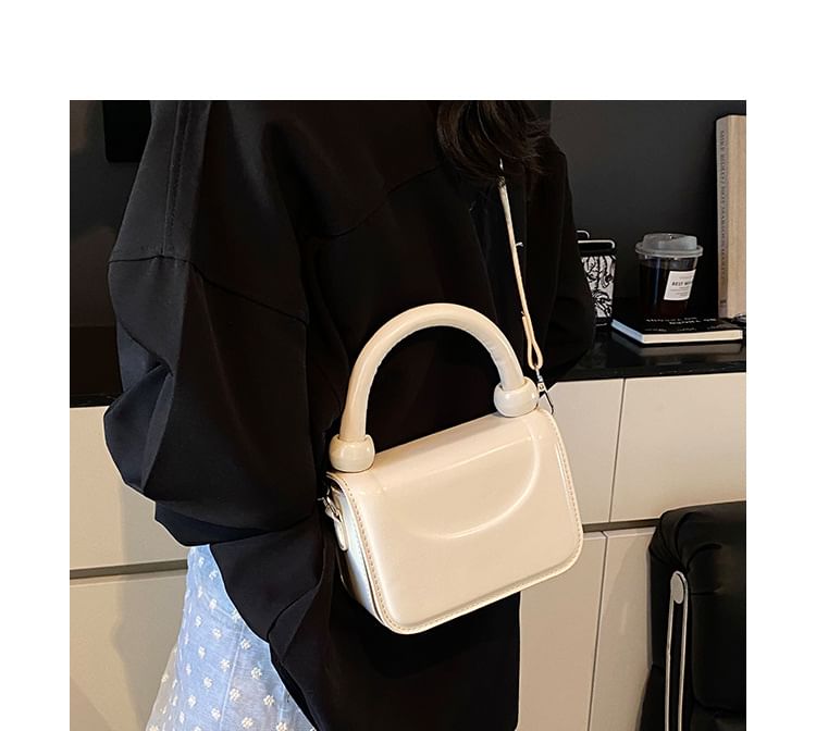 Bag Leather Plain Faux Crossbody Top Handle