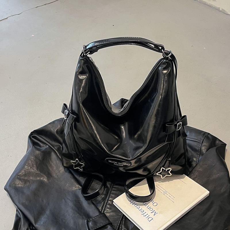 Crossbody Star Bow Faux Bag Leather Buckled