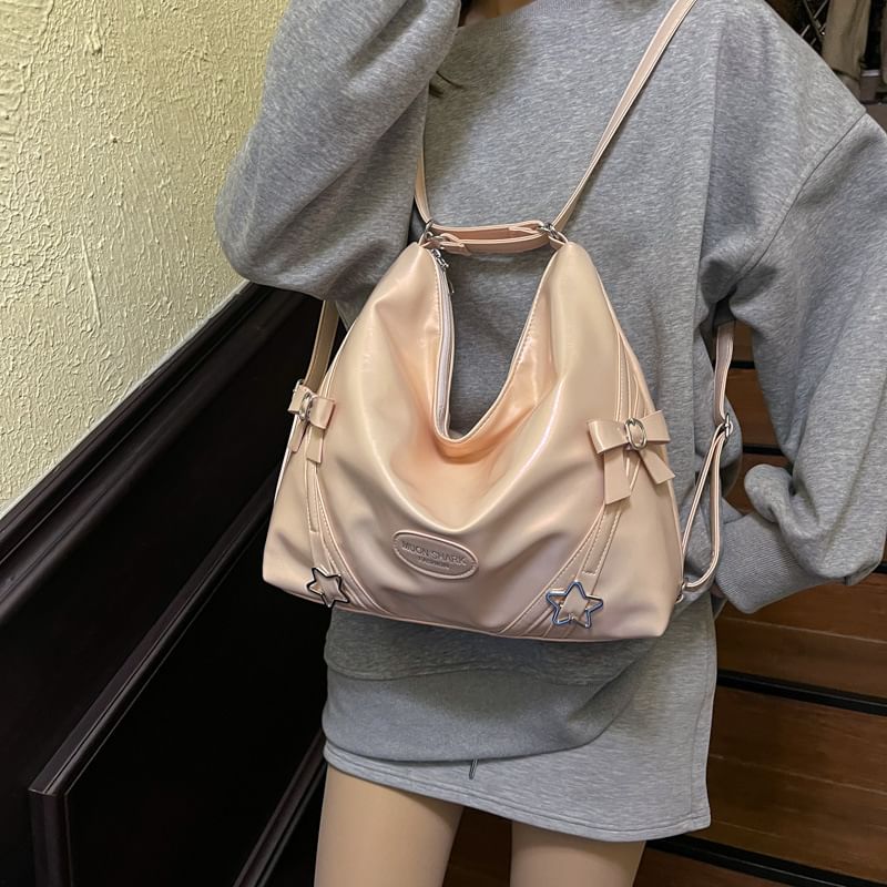 Crossbody Star Bow Faux Bag Leather Buckled