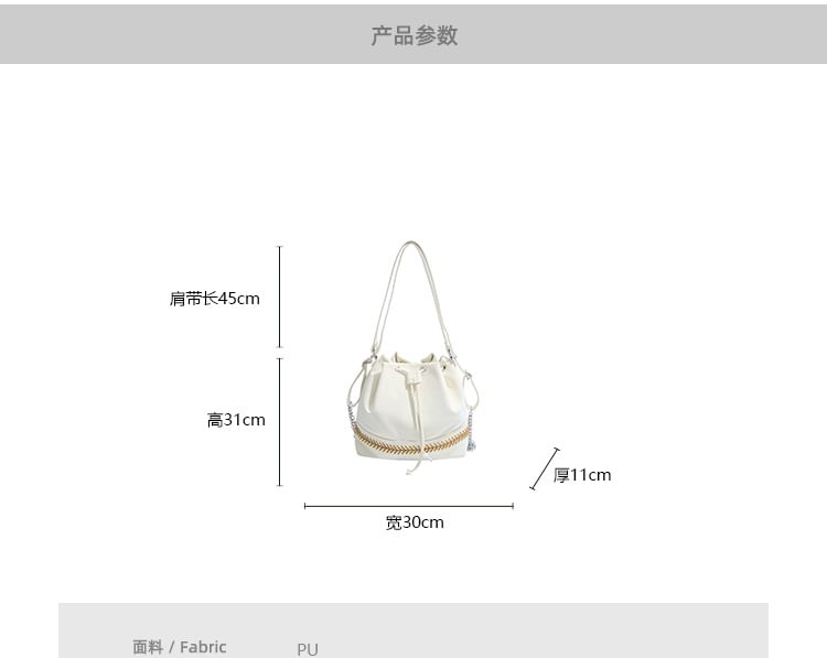 Bucket Drawstring Faux Tone Bag Leather Two