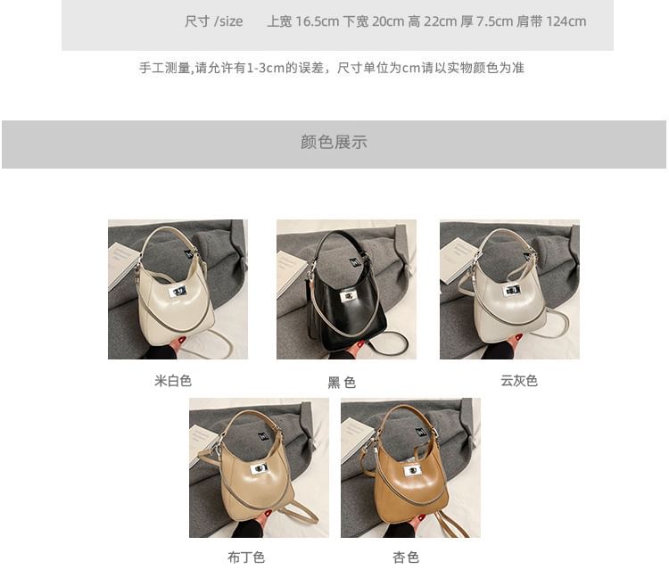 Top Faux Bag Leather Handle Twist Crossbody Lock