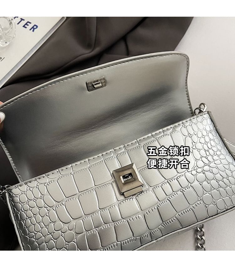 Bag Leather Flap Strap Faux Textured Crossbody Chain