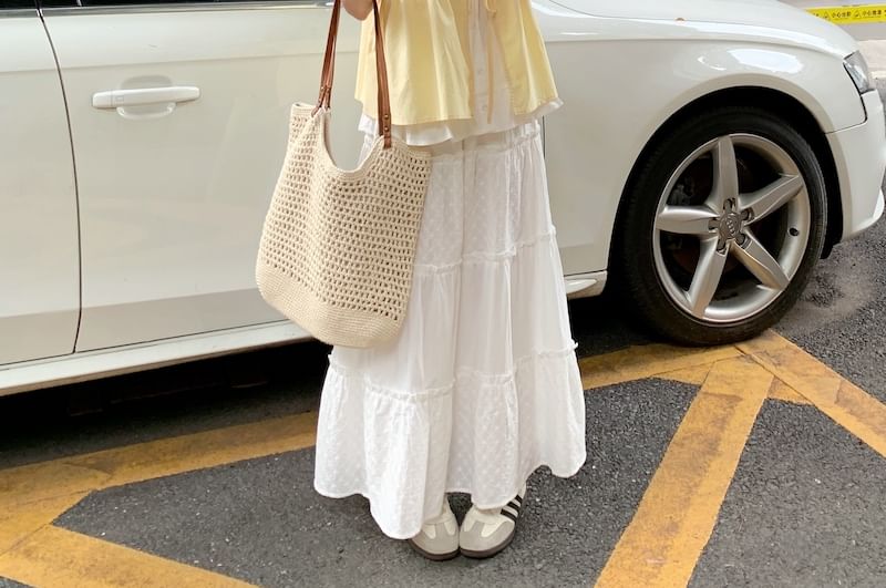 Tie Mock Tone Sleeveless Front Trim Frill Two-Piece Two Blouse