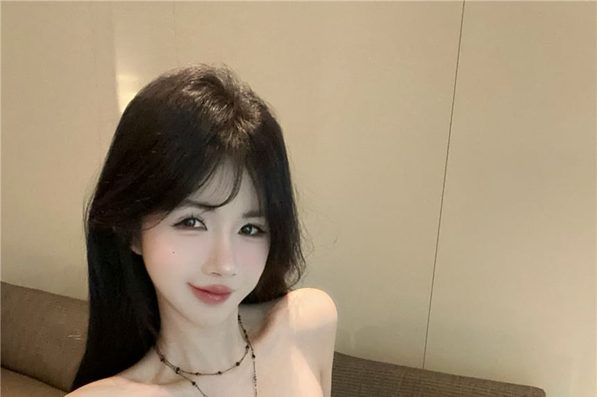 Ruched Tube Top Paisley Print Slit