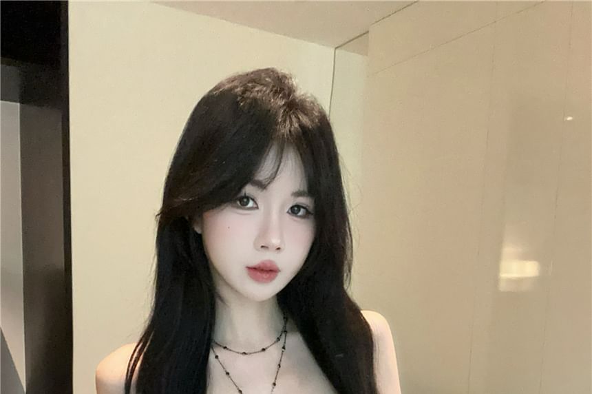 Ruched Tube Top Paisley Print Slit