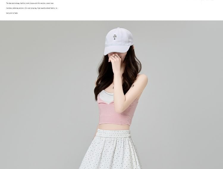 Midi Waist Dotted Panel Lace High Skirt A-Line