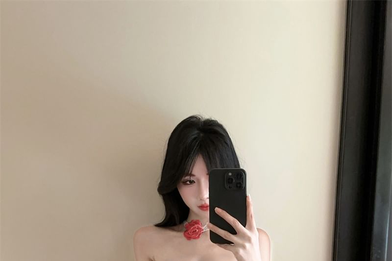 Tube Ruched Top Asymmetrical Plaid