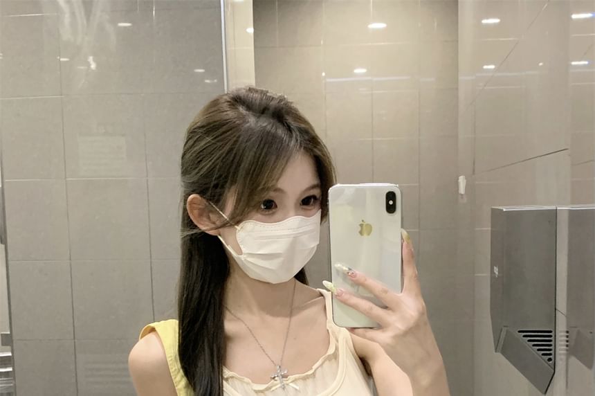 Neck Tone Edge Top Lettuce Two Mock Crop Two-Piece Camisole Scoop