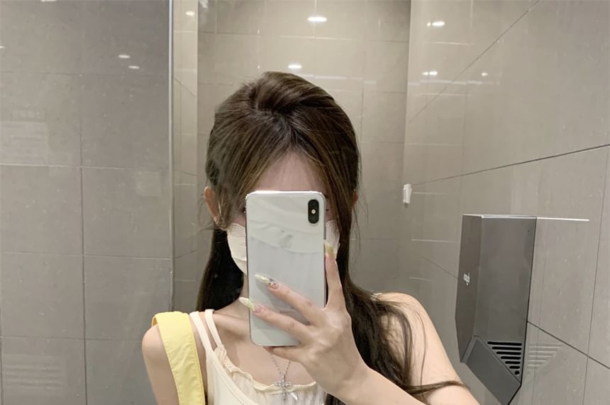 Neck Tone Edge Top Lettuce Two Mock Crop Two-Piece Camisole Scoop