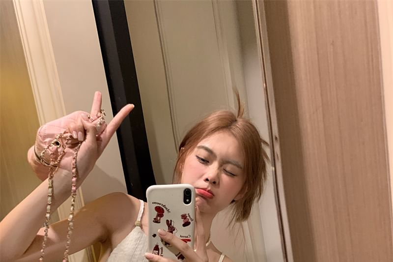 Plain Cami V-Neck Top Crop Flowy