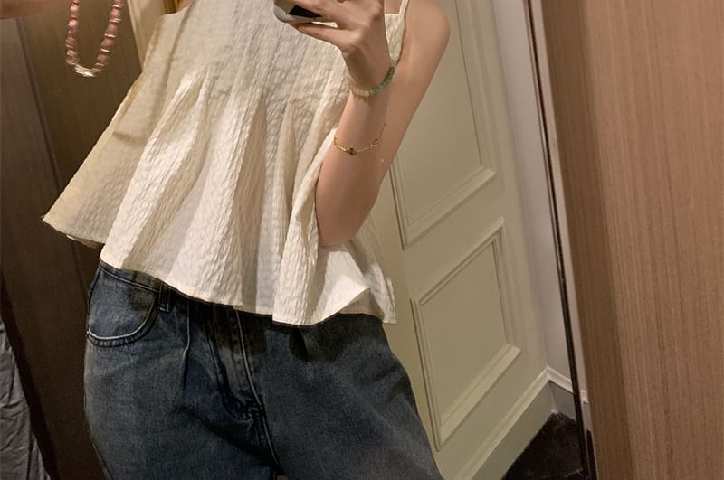 Plain Cami V-Neck Top Crop Flowy