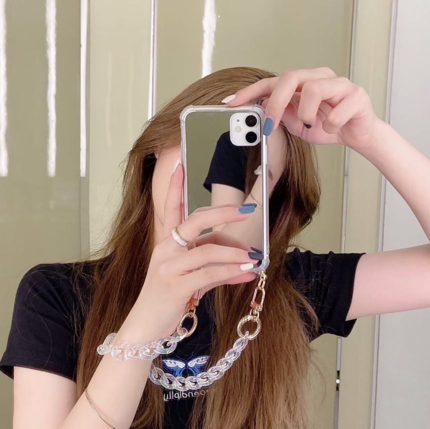 with Strap Mirrored Phone Case Chain