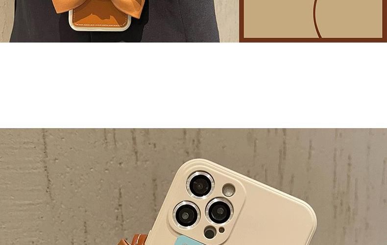 Faux Lanyard Phone Card Case with Holder Leather Bow